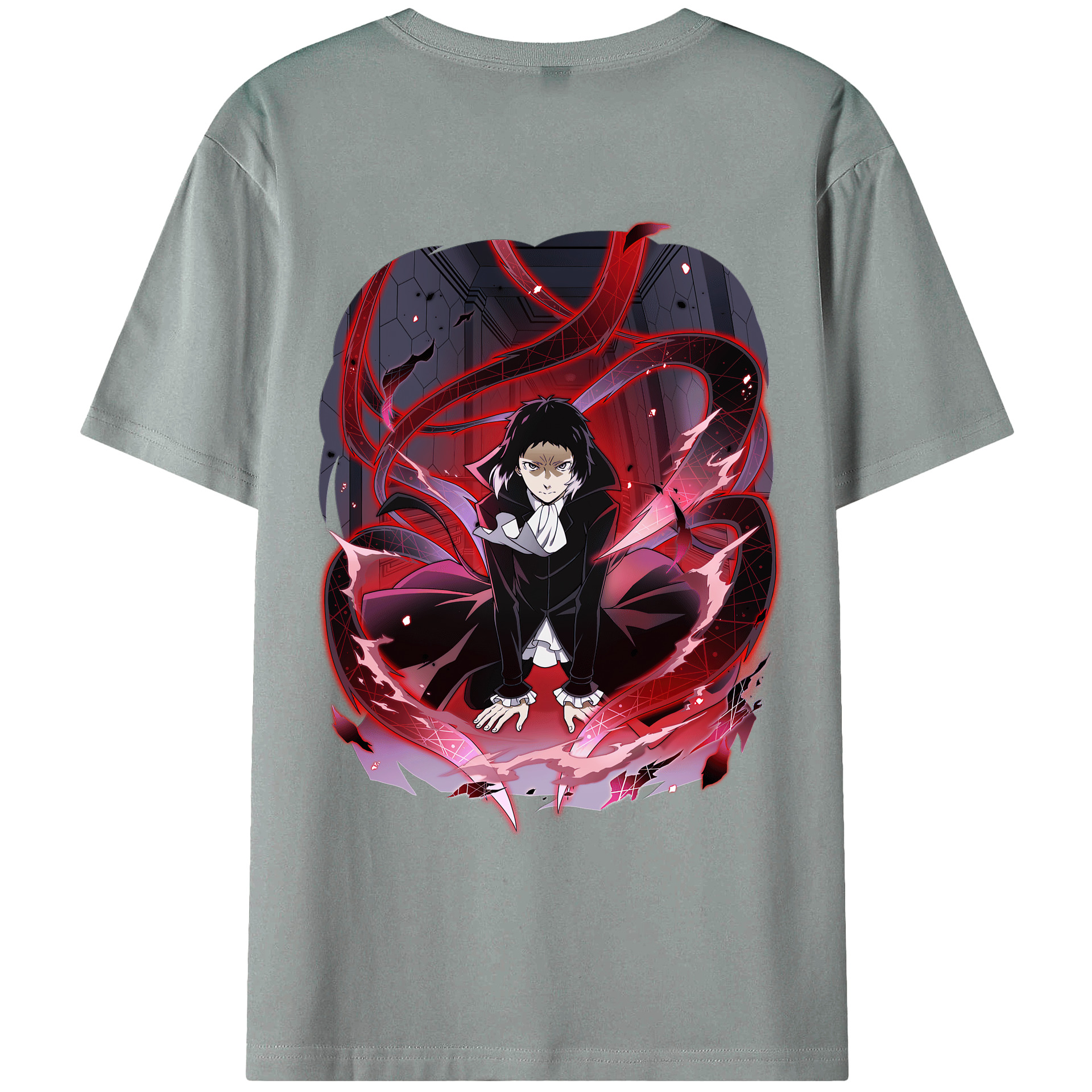 （画像用） 文豪ストレイドッグス Bungo Stray Dogs 綿100％ メンズ半袖Tシャツ（バックプリント） 通気性